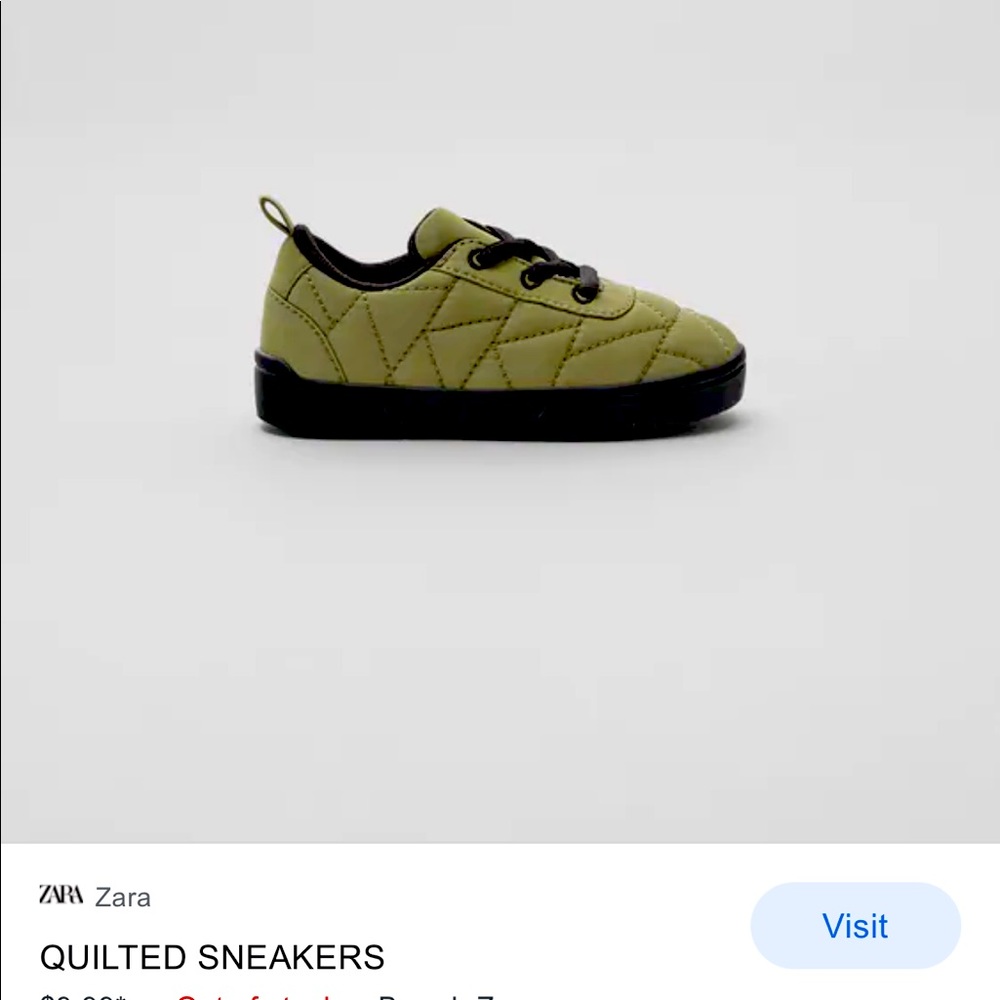 Zara Kids unisex quilted fabric sneaker.